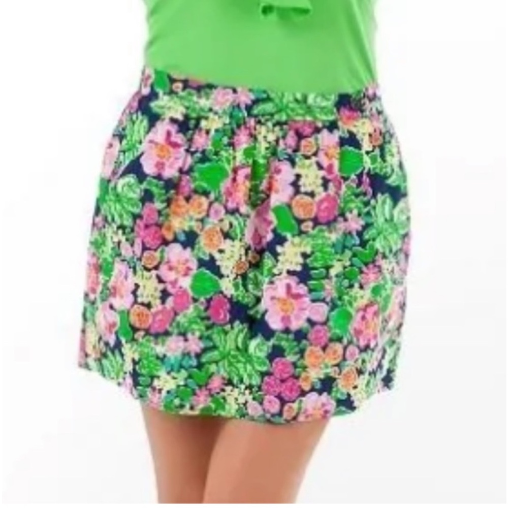 Lilly Pulitzer Mimosa Mini‎ Getaway Garden Floral Cotton Poplin Skirt Size Small